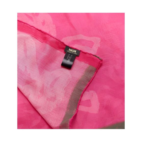 MCM Women's Pink Allover Logo Print Silk Wool Large Scarf Shawl - Picture 2 of 2